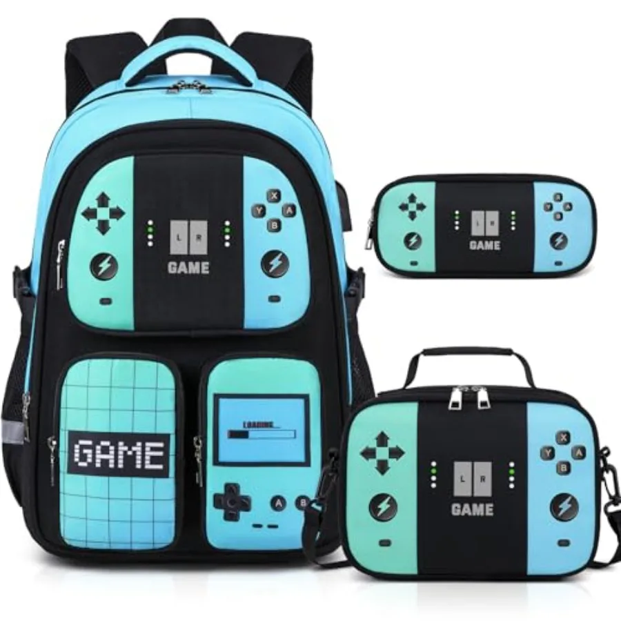 Gamer Backpack for Boys, 3PCS Boys Backpack with Lunch Box and Pencil Pouch, Waterproof School Bags for Boy Teens, Elementary M
Gamer Backpack for Boys, 3PCS Boys Backpack with Lunch Box and Pencil Pouch, Waterproof School Bags for Boy Teens, Elementary M