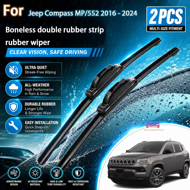 Front Wiper Blades For Jeep Compass MP/552 2016 - 2024 Windshield Windscreen Window Car Rain Brushes 24"+18" Modification Parts
Front Wiper Blades For Jeep Compass MP/552 2016 - 2024 Windshield Windscreen Window Car Rain Brushes 24"+18" Modification Parts