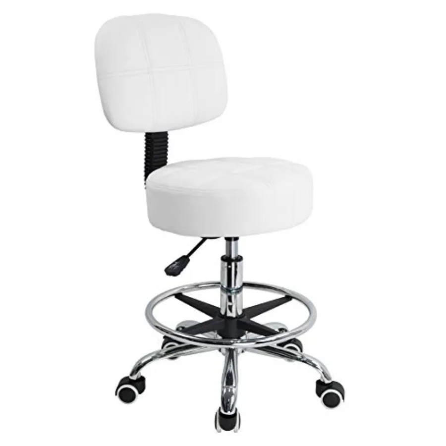 Swivel Round Rolling Stool PU Leather with Adjustable Foot Rest Height Adjustable Task Work Drafting Chair with Back White
Swivel Round Rolling Stool PU Leather with Adjustable Foot Rest Height Adjustable Task Work Drafting Chair with Back White