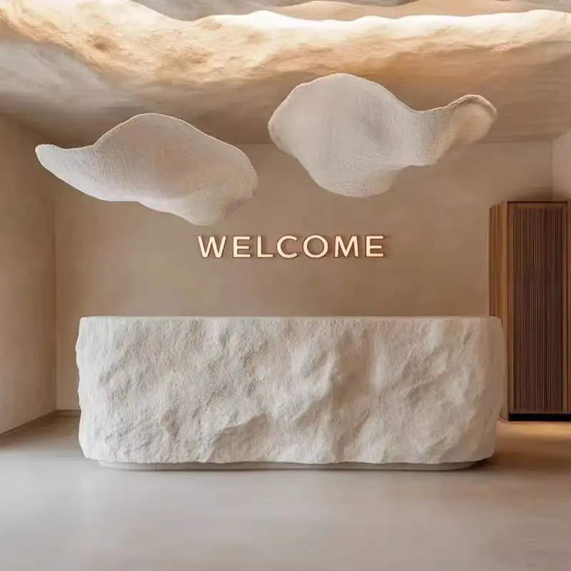 #White fiberglass environmentally friendly reception desk seamlessly spliced and warm
#White fiberglass environmentally friendly reception desk seamlessly spliced and warm