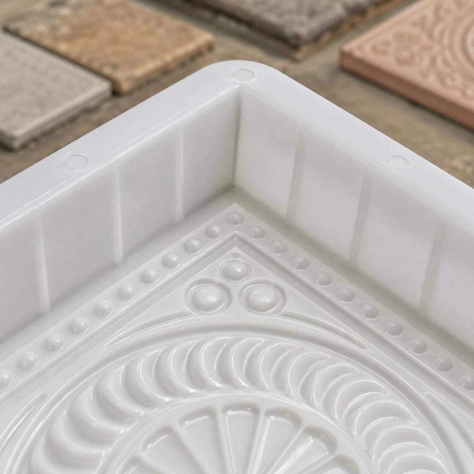 Floor Tile Mold Embossed Plastic Tile Mold Garden Stone Form Raised Rim Building Supply White
Floor Tile Mold Embossed Plastic Tile Mold Garden Stone Form Raised Rim Building Supply White