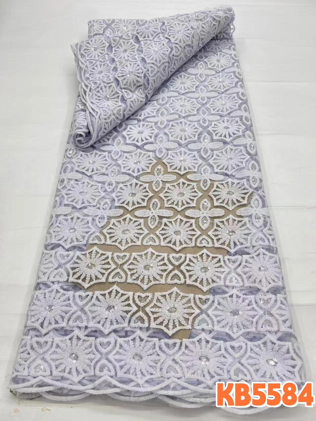 YALISI White French Sequin Fabric Nigerian Lace Fabric 5 Yards High Quality 2026 Wedding Dress For Bridel Guipure Cord KB5584
YALISI White French Sequin Fabric Nigerian Lace Fabric 5 Yards High Quality 2026 Wedding Dress For Bridel Guipure Cord KB5584