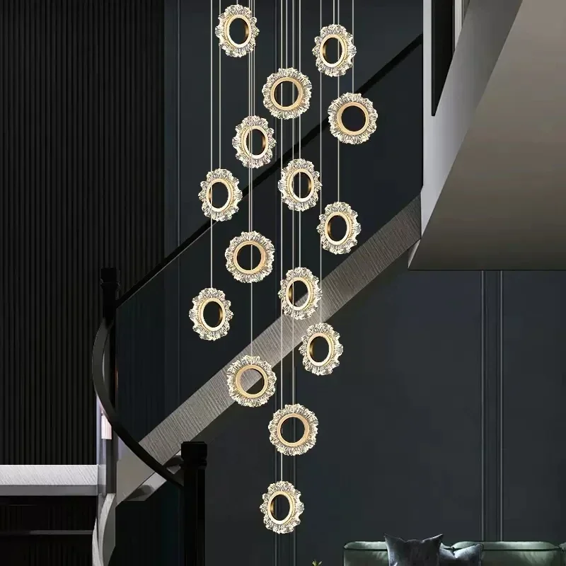 GHJUYIOL YECTSKI Modern Wreath Staircase Chandelier Designer LED Living Room Bedroom Lamp Creative Personality Circle Kitchen Ta
GHJUYIOL YECTSKI Modern Wreath Staircase Chandelier Designer LED Living Room Bedroom Lamp Creative Personality Circle Kitchen Ta