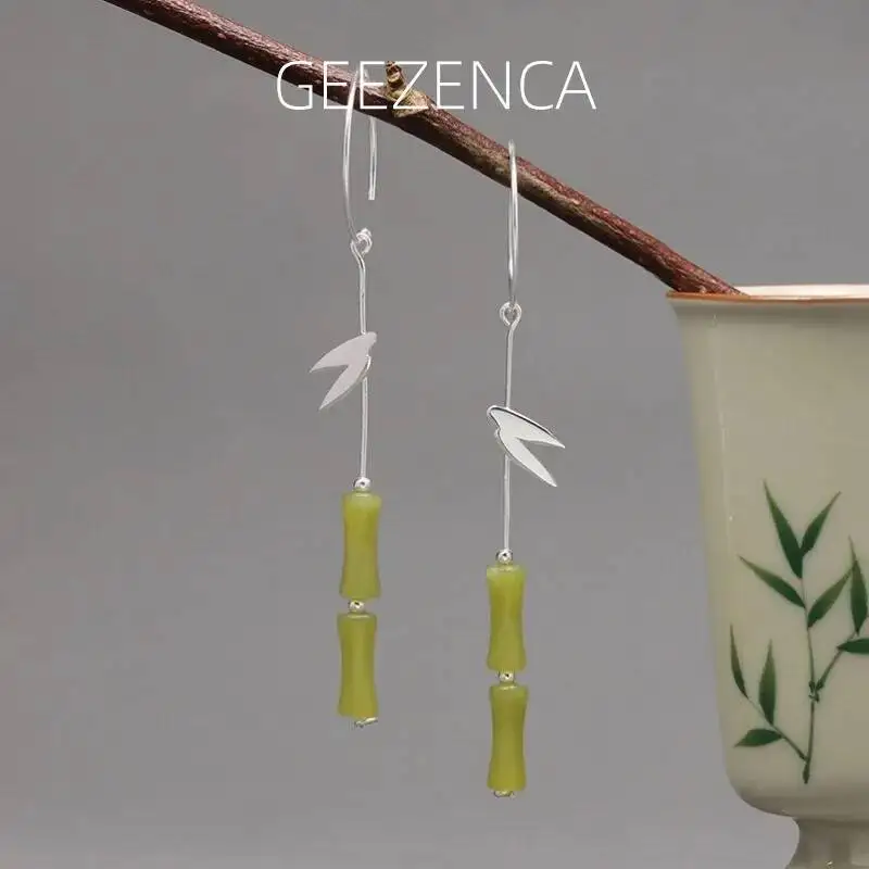 GEEZENCA 925 Sterling Silver Hoop Bamboo Charm Dangle Drop Earrings Women Green Stone Dainty Statement Earring Party Her Gift
GEEZENCA 925 Sterling Silver Hoop Bamboo Charm Dangle Drop Earrings Women Green Stone Dainty Statement Earring Party Her Gift