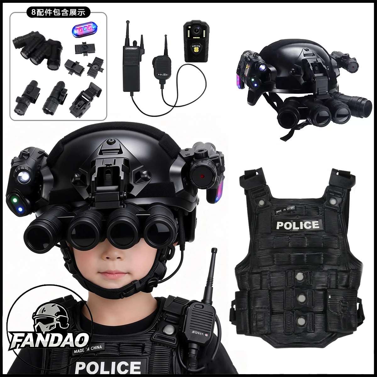 Tactical Helmet Set for Children With Protective Vest Walkie-Talkie NVG Goggle Model for Live-Action CS Shooting Games Cosplay
Tactical Helmet Set for Children With Protective Vest Walkie-Talkie NVG Goggle Model for Live-Action CS Shooting Games Cosplay