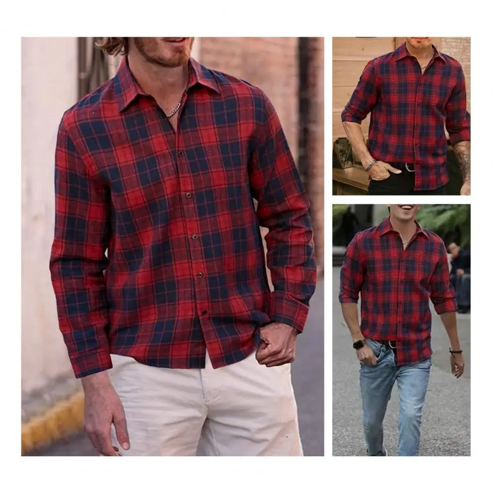 Men Plaid Shirt Plaid Lapel Shirt Colorblock Plaid Print Men's Spring Shirt Single-breasted Business Coat with for Streetwear
Men Plaid Shirt Plaid Lapel Shirt Colorblock Plaid Print Men's Spring Shirt Single-breasted Business Coat with for Streetwear