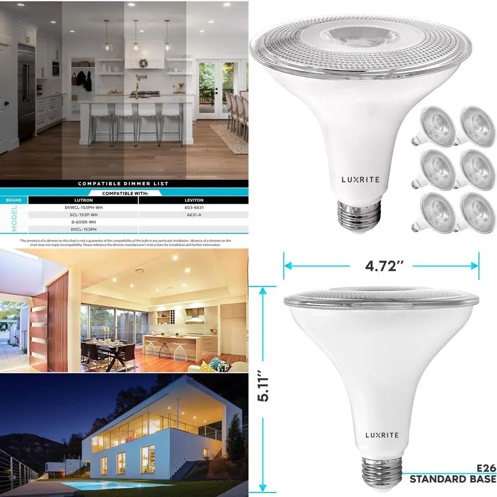 120W Equivalent 15W Dimmable PAR38 LED Flood Lights, 1250 Lumens, Warm White, Outdoor Indoor, Wet Rated, E26 Base, UL Listed
120W Equivalent 15W Dimmable PAR38 LED Flood Lights, 1250 Lumens, Warm White, Outdoor Indoor, Wet Rated, E26 Base, UL Listed