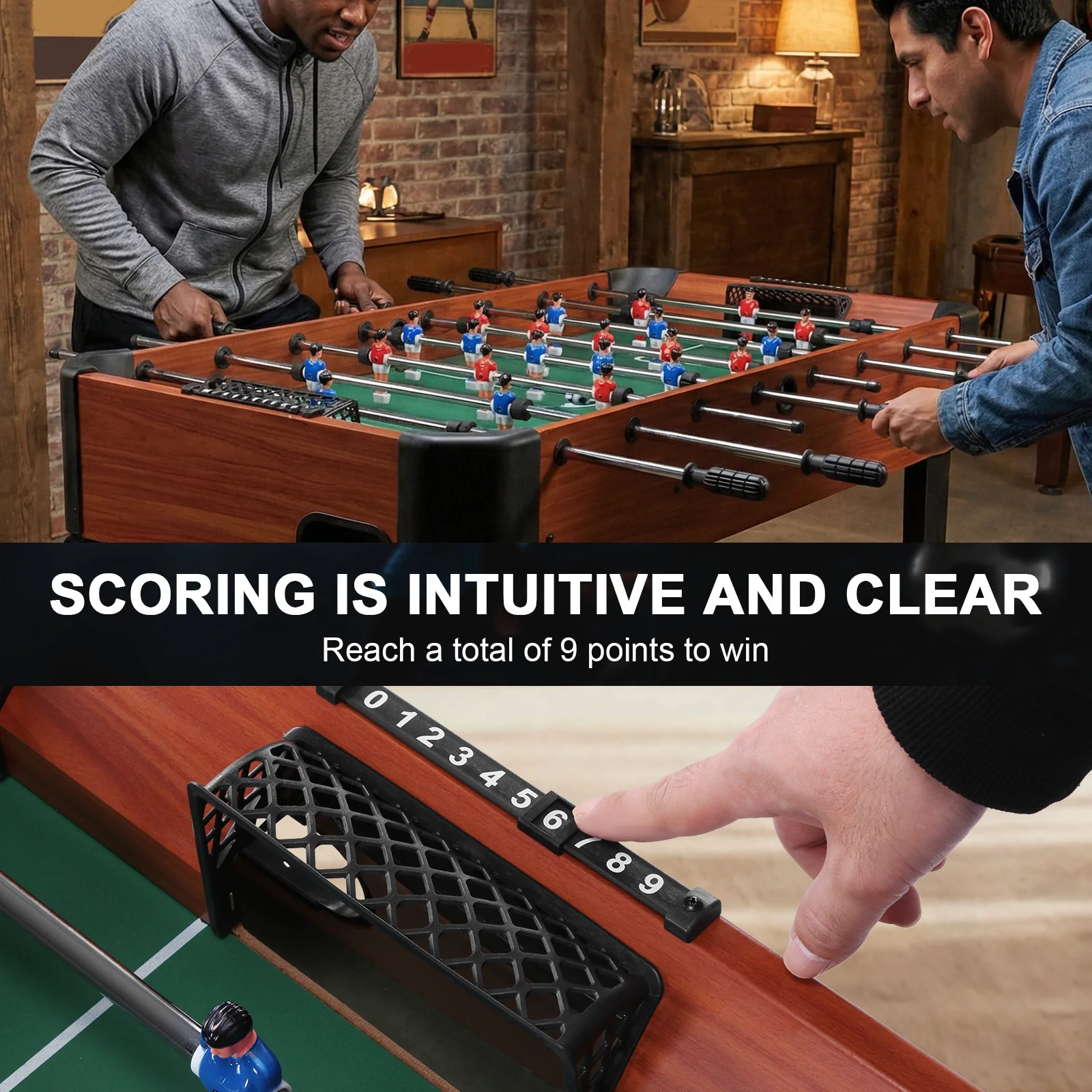 47 Inch Foosball Table with Score Keeper Competition-Sized Game Table with Counterbalanced & Uniformed Men for Adults & Families
47 Inch Foosball Table with Score Keeper Competition-Sized Game Table with Counterbalanced & Uniformed Men for Adults & Families