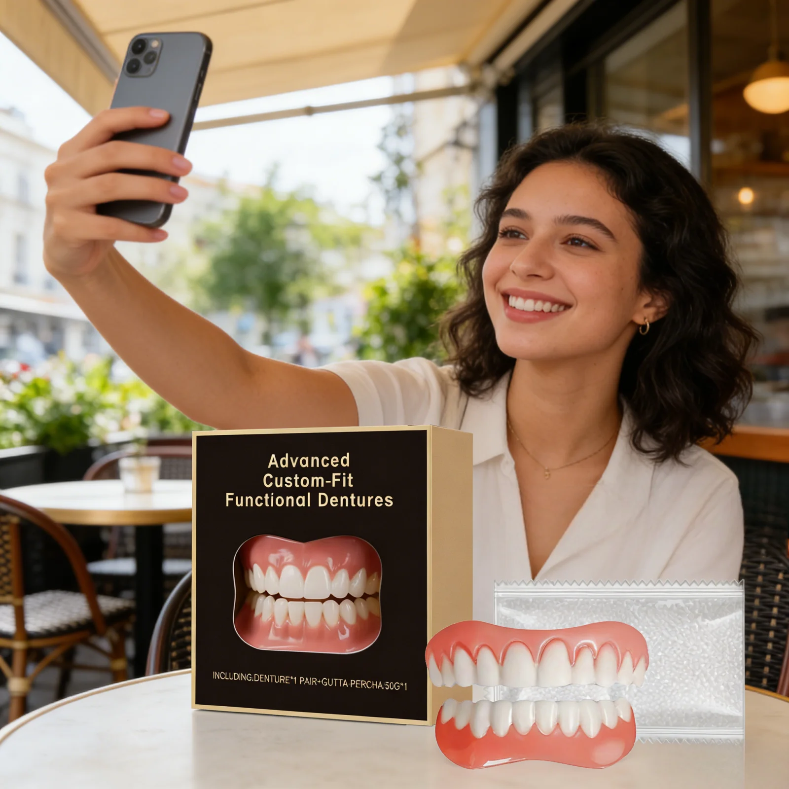 Adaptable Fit Functional Dentures Temporary Orthodontics Fake Tooth Oral Functional Realistic Dentures for Eating Denture Set
Adaptable Fit Functional Dentures Temporary Orthodontics Fake Tooth Oral Functional Realistic Dentures for Eating Denture Set