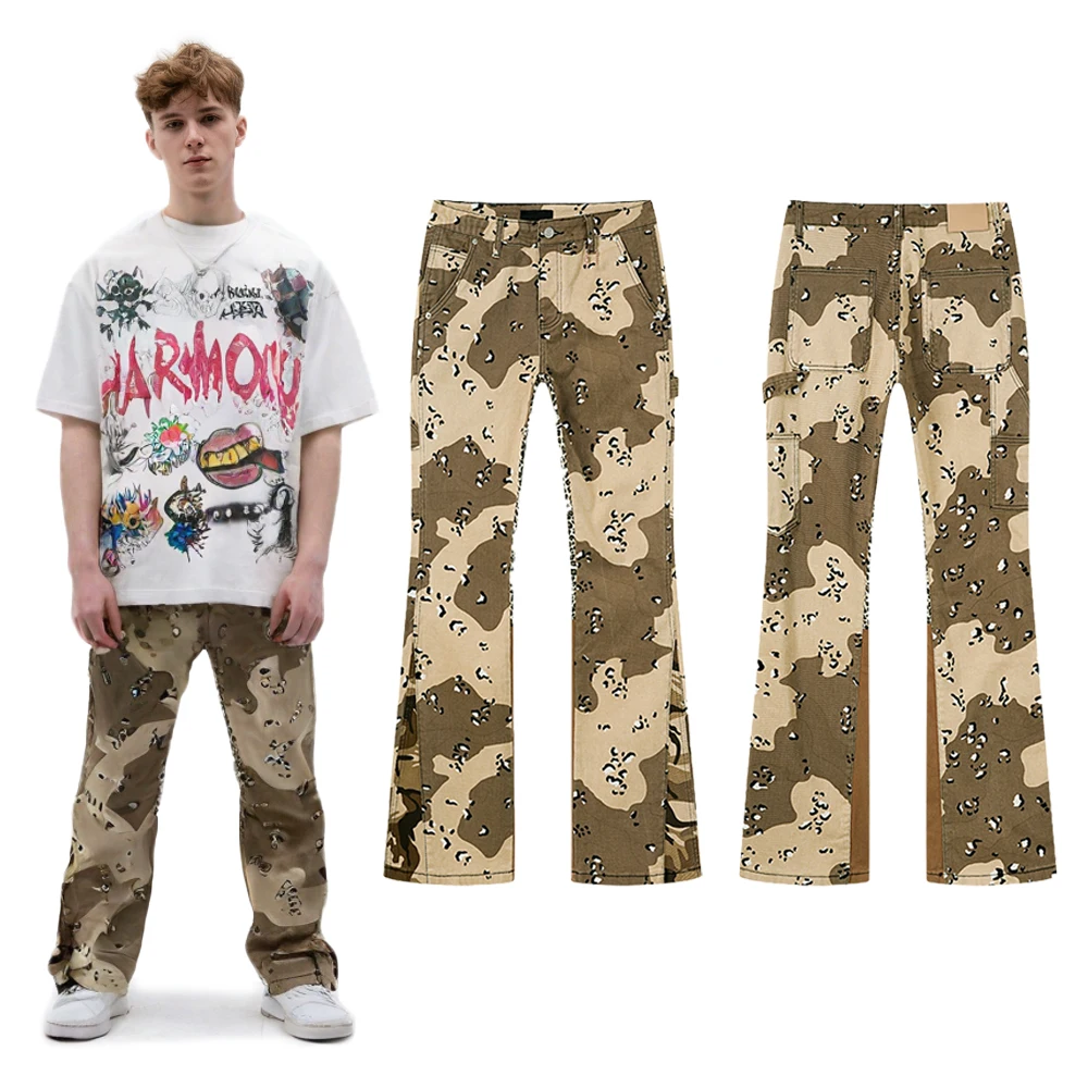 Y2k Streetwear Baggy Flared Jeans with Camouflage Patchwork Hip Hop Street Style Cotton Vintage Fashion Casual Camo Flare Pants
Y2k Streetwear Baggy Flared Jeans with Camouflage Patchwork Hip Hop Street Style Cotton Vintage Fashion Casual Camo Flare Pants