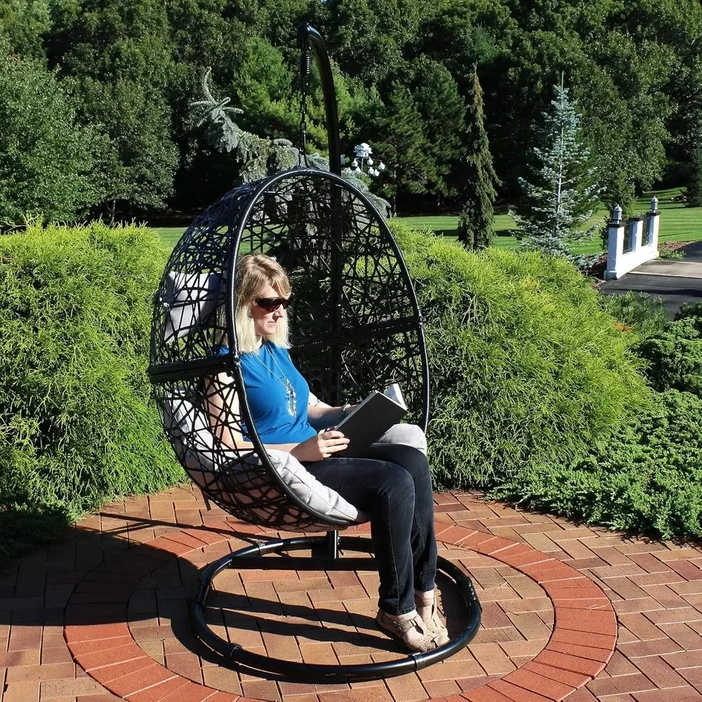 Hammocks, Resin Wicker Hanging Egg Chair with Steel Stand, 265-Pound Weight Capacity, Includes Gray Cushions, Hammocks
Hammocks, Resin Wicker Hanging Egg Chair with Steel Stand, 265-Pound Weight Capacity, Includes Gray Cushions, Hammocks