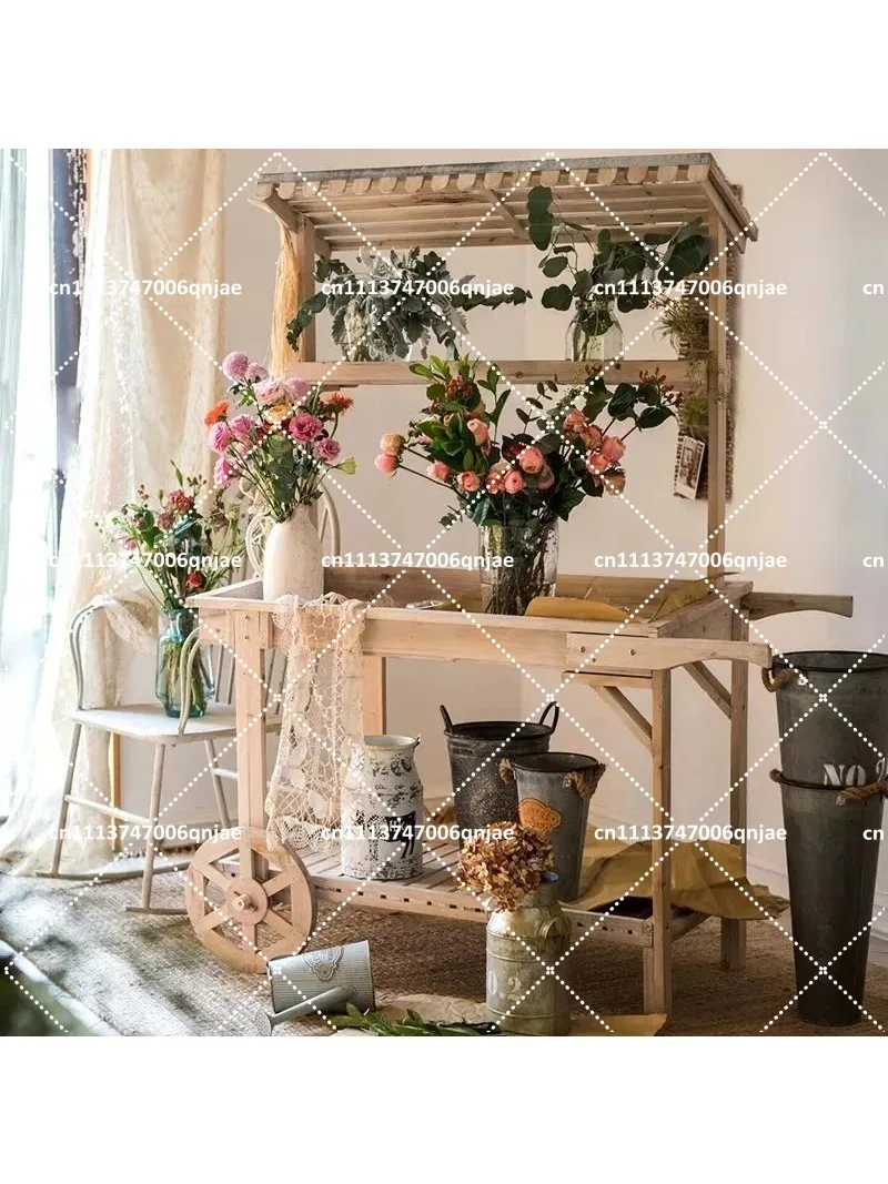 Retro Solid Wood Flower Rack Shop Decorative Display Stand Multi-Functional Cart
Retro Solid Wood Flower Rack Shop Decorative Display Stand Multi-Functional Cart