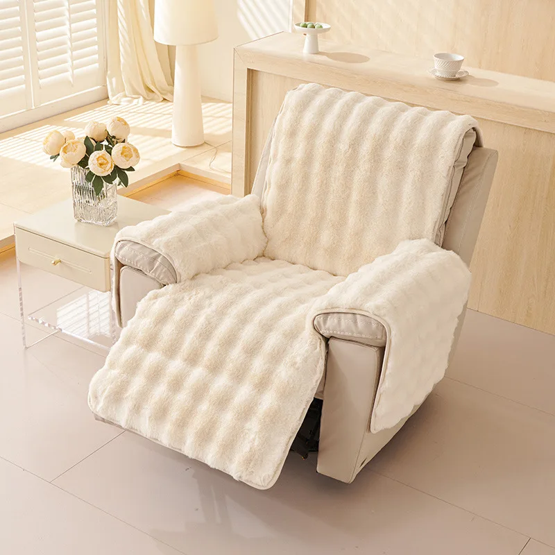Thiened Rabbit Fur Sofa Cuion Recliner Non-Slip First Class Cover Cloth Single Person Sofa Pad Home Use