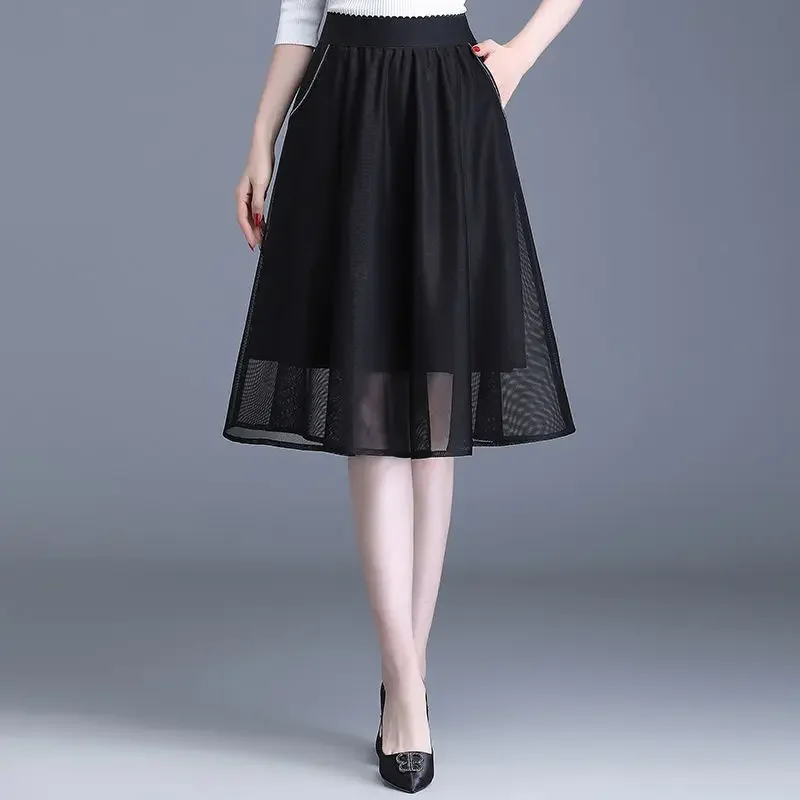 Elegant Solid Color Pockets Folds Gauze High Waist Skirts Women's Clothing Summer New Loose Elastic Office Lady Skirts ZL455
Elegant Solid Color Pockets Folds Gauze High Waist Skirts Women's Clothing Summer New Loose Elastic Office Lady Skirts ZL455