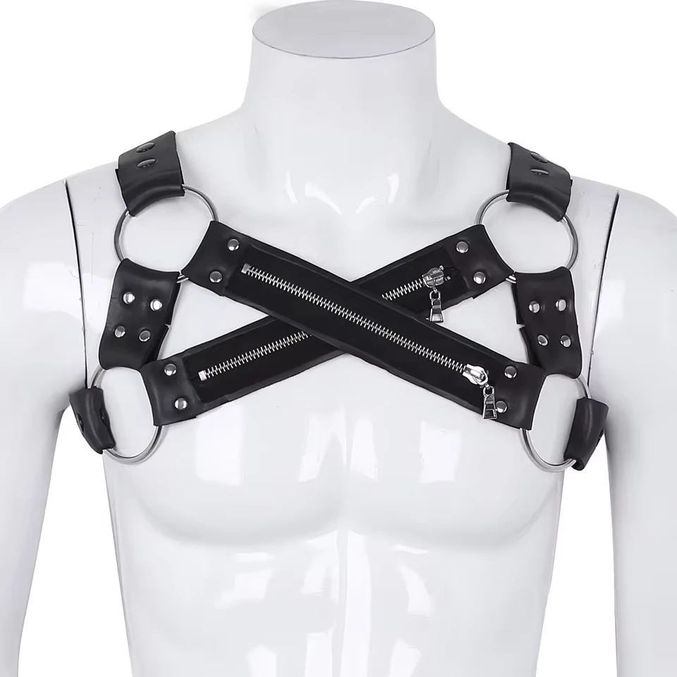 Faux Leather Harness Mens Lingerie Night Clubwear Shoulder Body Chest Muscle Harness Belt Male Costume Straps with Metal O-rings
Faux Leather Harness Mens Lingerie Night Clubwear Shoulder Body Chest Muscle Harness Belt Male Costume Straps with Metal O-rings