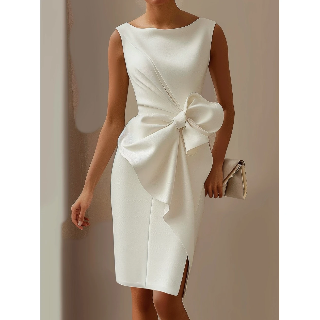 Women's Knot Decorated Dress Short Skirt Vest Skirt mid Waist A-Line Silhouette Slim Fit Style Irregular Hemline
Women's Knot Decorated Dress Short Skirt Vest Skirt mid Waist A-Line Silhouette Slim Fit Style Irregular Hemline