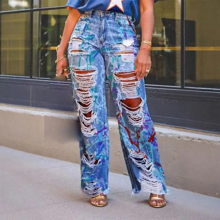 2026 Summer New Fashion Graffiti Print Perforated Straight-Leg Jeans Casual Women's Jeans
2026 Summer New Fashion Graffiti Print Perforated Straight-Leg Jeans Casual Women's Jeans