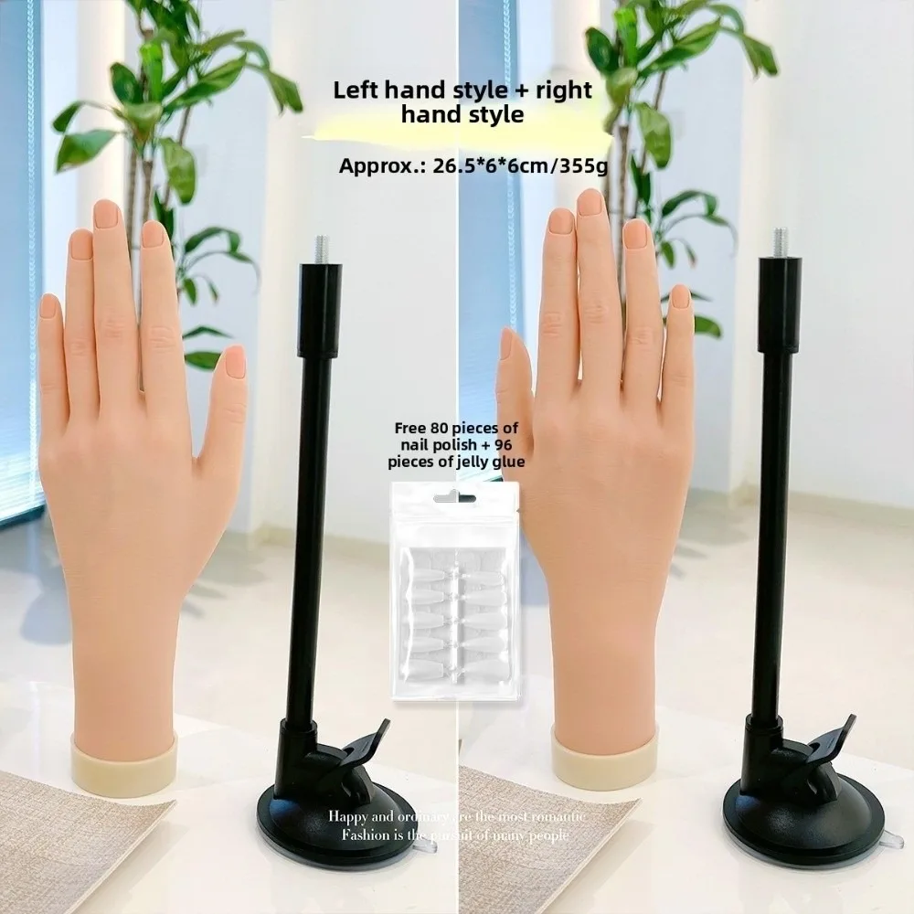Novice Bendable Nail Simulation Practice Hand Silicone Soft Fake Hands Nail Plate Display Rack Nails Art Training