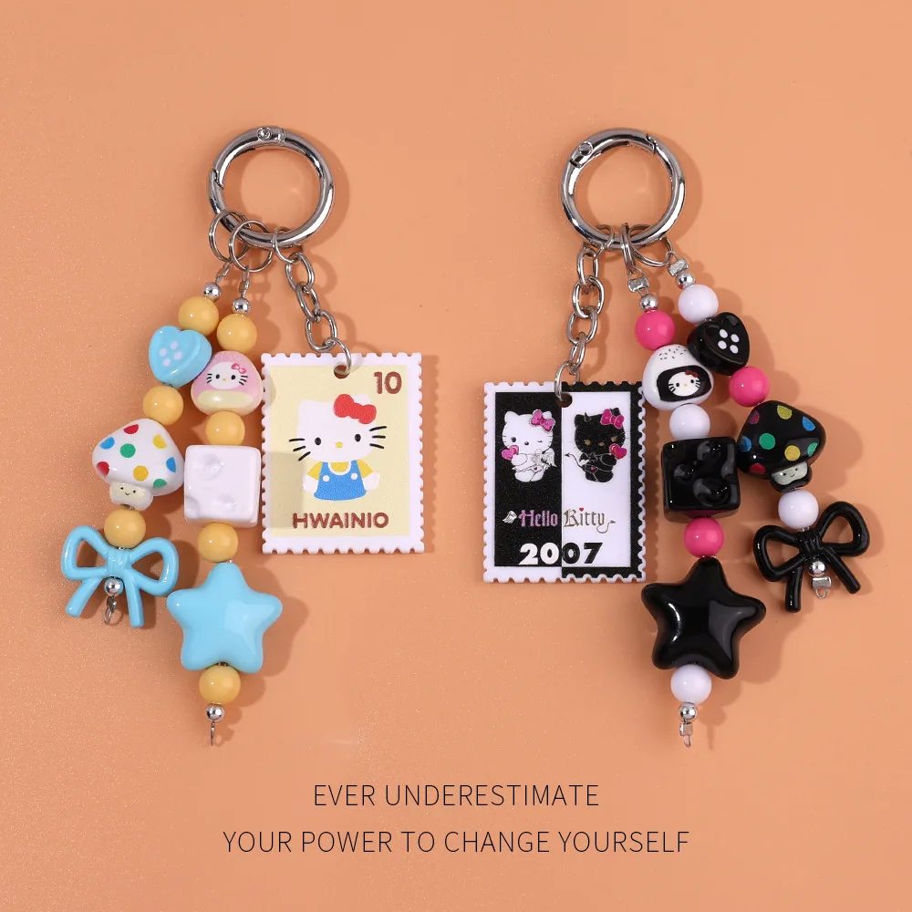 Sanrio Bowknot Hello Kitty Keychain Kitty Cat Cute Cartoon Beaded Postmark Pendant Keychains Black White Color Bag Accessories
Sanrio Bowknot Hello Kitty Keychain Kitty Cat Cute Cartoon Beaded Postmark Pendant Keychains Black White Color Bag Accessories