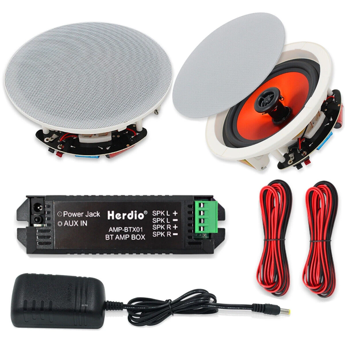 Herdio 2PCS 6.5'' 300W Bluetooth Ceiling Speaker Flush Mount 2-Way Universal Home Speakers For Kitchen Bedroom Bathroom White
Herdio 2PCS 6.5'' 300W Bluetooth Ceiling Speaker Flush Mount 2-Way Universal Home Speakers For Kitchen Bedroom Bathroom White