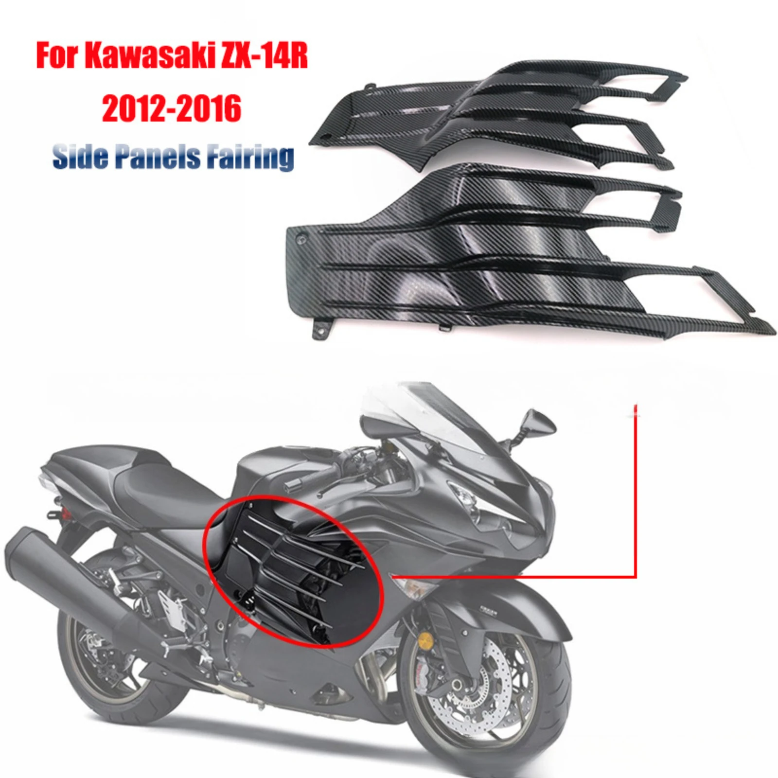 For Kawasaki ZX-14R 2012-2018 Carbon Fiber Pattern Middle Fixed Front Side Fairing Cowl Fit Motorcycle Bodywork Mod Accessories
For Kawasaki ZX-14R 2012-2018 Carbon Fiber Pattern Middle Fixed Front Side Fairing Cowl Fit Motorcycle Bodywork Mod Accessories