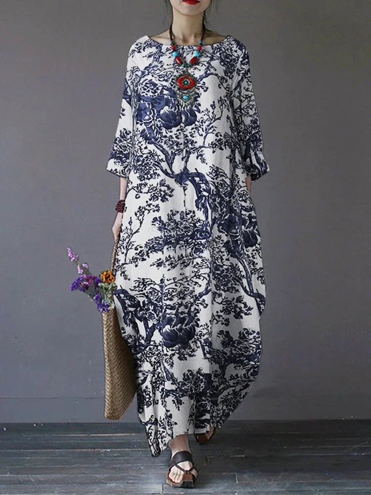 Spring 2023 New Round Neck Dress Women's National Wind Print Cropped Sleeve Loose Long Skirt Maxi Dresses for Women Vintage
Spring 2023 New Round Neck Dress Women's National Wind Print Cropped Sleeve Loose Long Skirt Maxi Dresses for Women Vintage