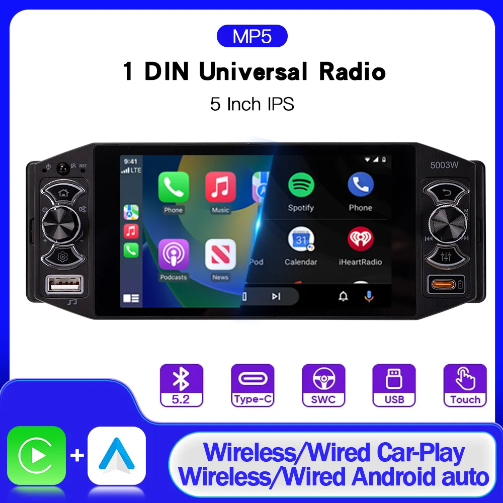1Din Universal HD IPS Screen Wireless CarPlay Android Auto Car Radio Stereo FM/AM MP5 Car Multimedia Player USB
1Din Universal HD IPS Screen Wireless CarPlay Android Auto Car Radio Stereo FM/AM MP5 Car Multimedia Player USB