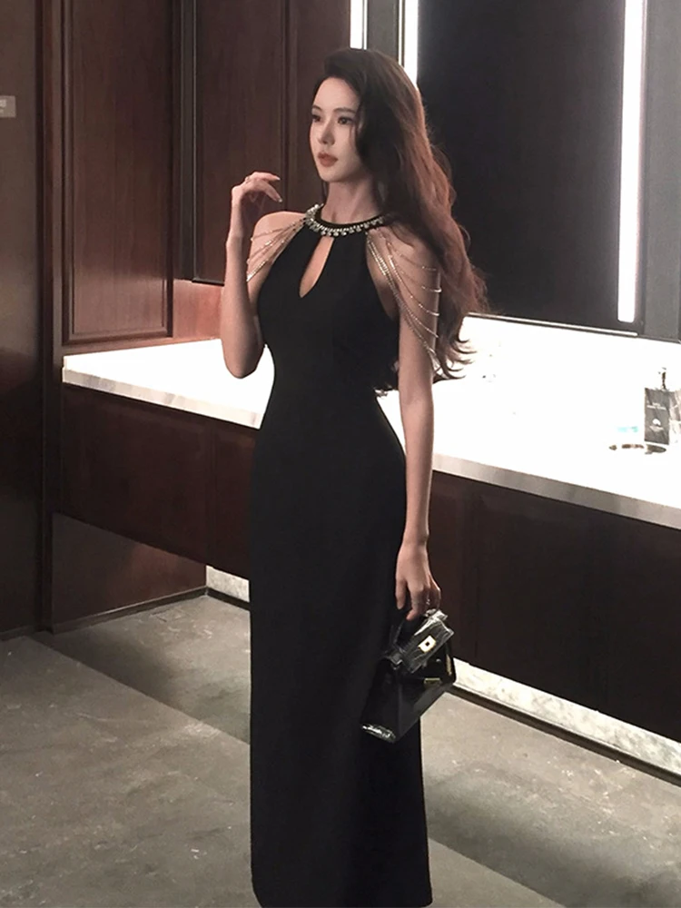 Women Clothes Black Elegant Luxury Hollow Sexy Sleeveless Slim Long Dress Fashion Evening Party Club Prom Vestidos Robe Summer
Women Clothes Black Elegant Luxury Hollow Sexy Sleeveless Slim Long Dress Fashion Evening Party Club Prom Vestidos Robe Summer