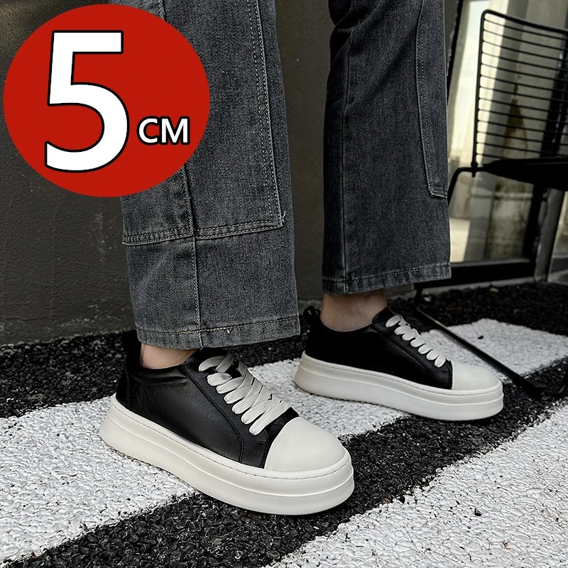 5CM Height Increasing Men's Shoes Genuine Leather Chunky Elevated Women's Lift Sneakers Fashion Black Solid Lace-up Casual Shoes
5CM Height Increasing Men's Shoes Genuine Leather Chunky Elevated Women's Lift Sneakers Fashion Black Solid Lace-up Casual Shoes