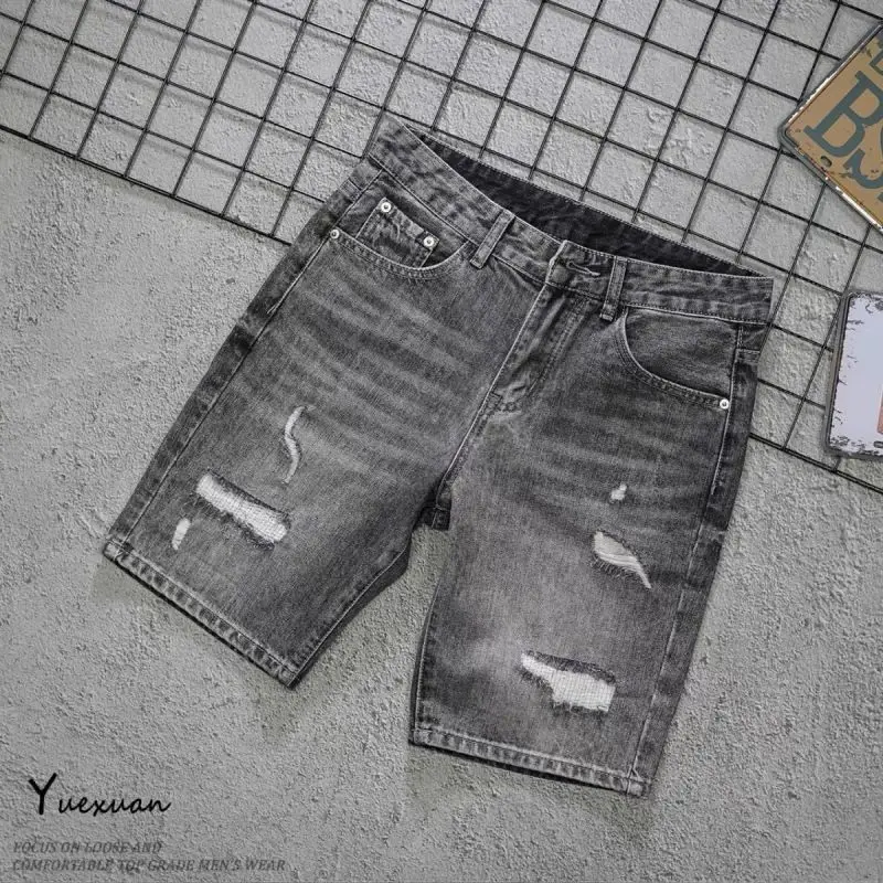 Новинка лета 2025, черные и серые рваные джинсовые шорты, мужские облегающие маленькие прямые брюки, мужская одежда, мужские полубрюки
Новинка лета 2025, черные и серые рваные джинсовые шорты, мужские облегающие маленькие прямые брюки, мужская одежда, мужские полубрюки