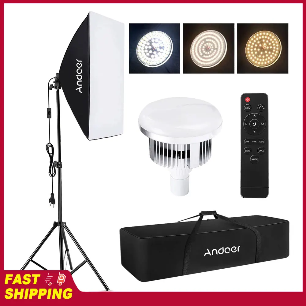 Набор для студийной фотосъемки Andoer Softbox Lighting Set с LED-подсветкой 85W 2800K-5700K для портретной, предметной и видеосъемки
Набор для студийной фотосъемки Andoer Softbox Lighting Set с LED-подсветкой 85W 2800K-5700K для портретной, предметной и видеосъемки