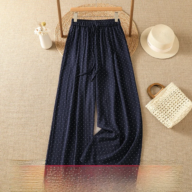 Summer New Style Retro Small Polka Dot Elastic Waist Drawstring Loose Casual Wide Leg Pants for Women Skin-friendly Cotton St...
Summer New Style Retro Small Polka Dot Elastic Waist Drawstring Loose Casual Wide Leg Pants for Women Skin-friendly Cotton St...