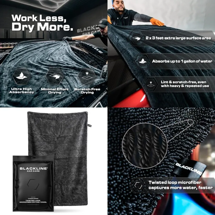24"x36" Twisted-Loop Car Drying Towel, 1300GSM, Streak Free, Lint Free, Reusable - Car Accessories, Microfiber Cleaning Cloth for Car, Truck, SUV - One Pass is All You Need
24"x36" Twisted-Loop Car Drying Towel, 1300GSM, Streak Free, Lint Free, Reusable - Car Accessories, Microfiber Cleaning Cloth for Car, Truck, SUV - One Pass is All You Need