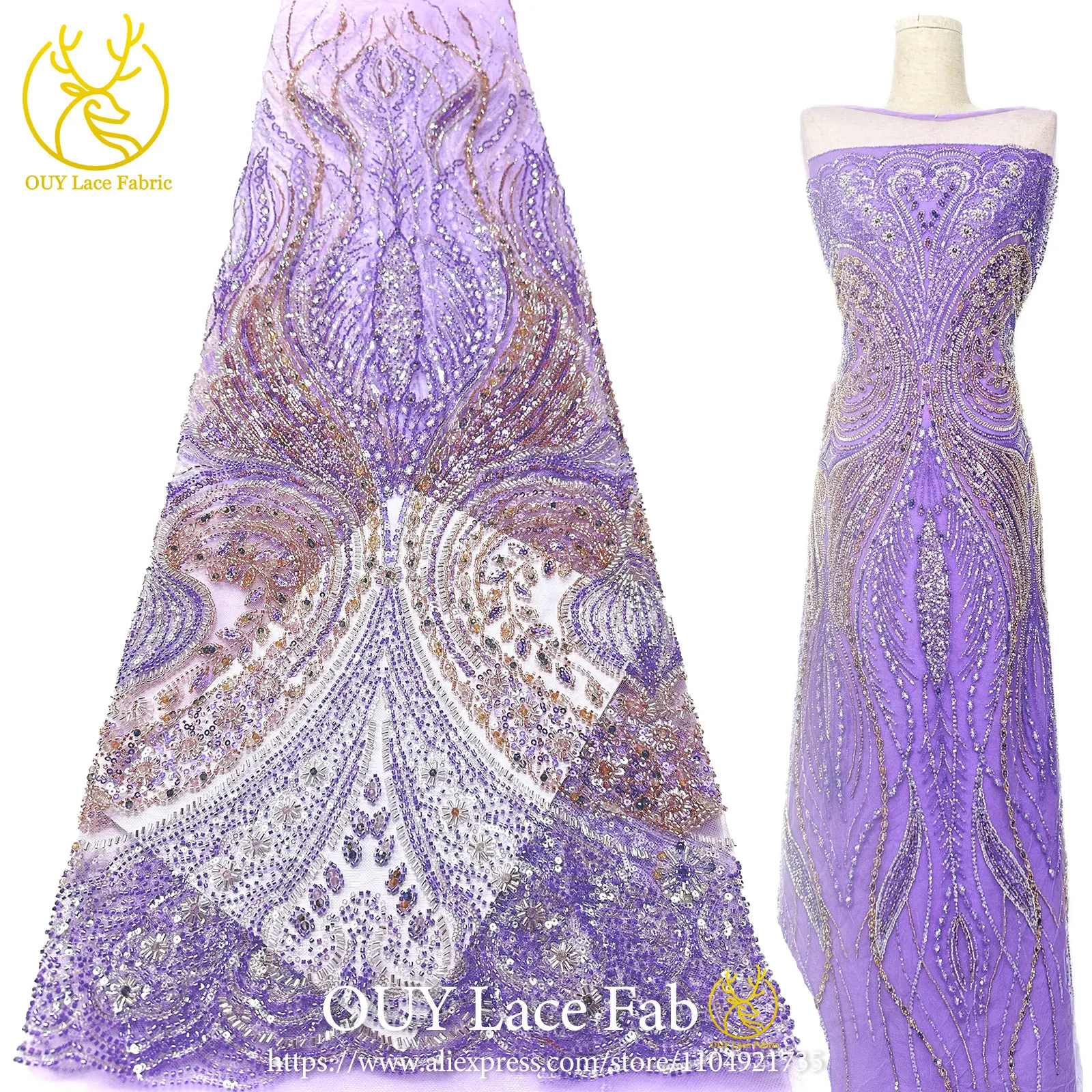 African Beaded Purple Lace Fabric, 2026 High-Quality French Tulle Sequined Lace Fabric, Suitable For Wedding Party Dresses.
African Beaded Purple Lace Fabric, 2026 High-Quality French Tulle Sequined Lace Fabric, Suitable For Wedding Party Dresses.