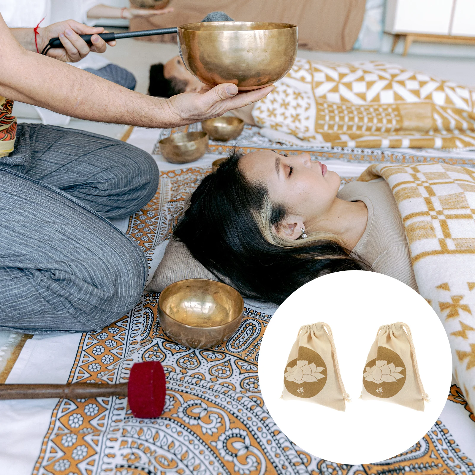 2 Pcs Meditation Bowl Music Storage Bag Singing Carrying Gong Khaki Cotton Linen
2 Pcs Meditation Bowl Music Storage Bag Singing Carrying Gong Khaki Cotton Linen