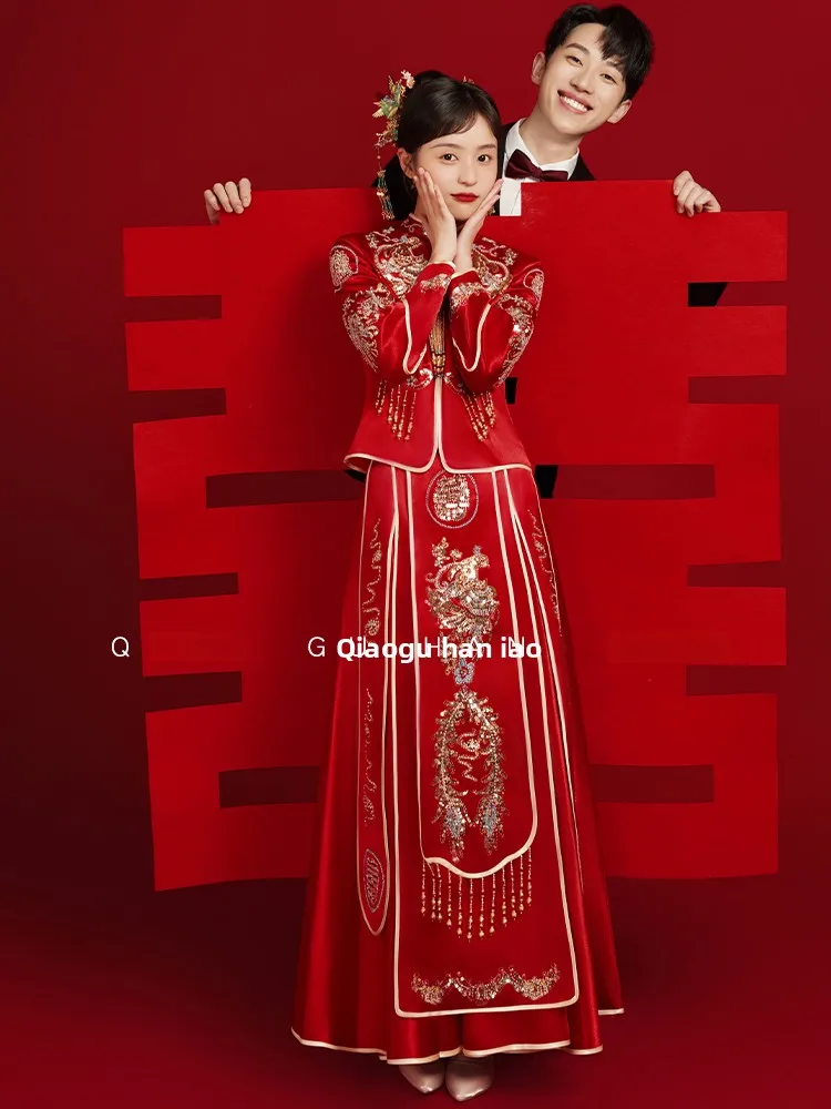 Шикарный свадебный костюм QiuYue Dr с тяжелой вышивкой дракона и феникса для подружек невесты, традиционный китайский стиль, весна...
Шикарный свадебный костюм QiuYue Dr с тяжелой вышивкой дракона и феникса для подружек невесты, традиционный китайский стиль, весна...