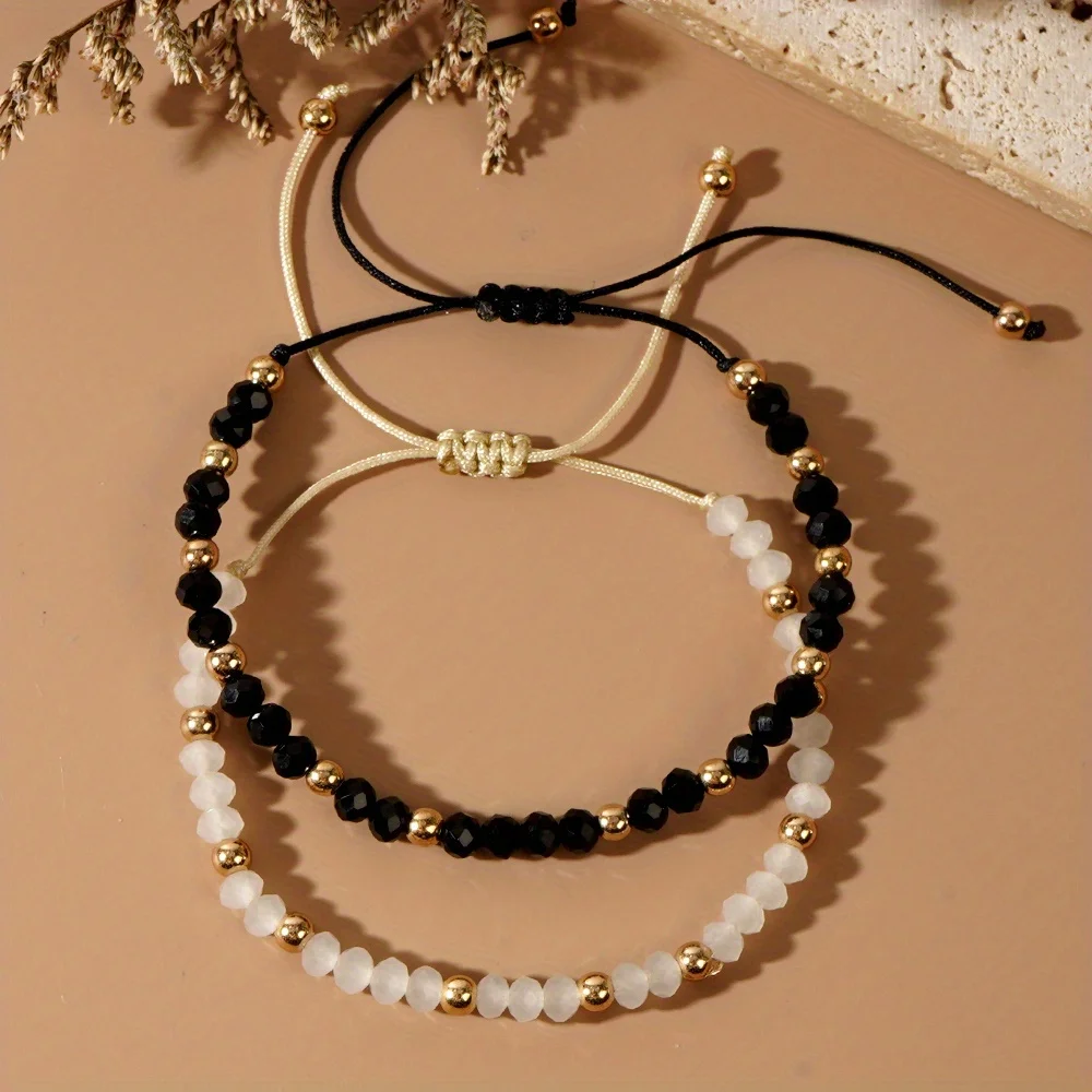 2pcs artificial crystal bracelet set Bohemian style handmade bead bracelet suitable for daily wear, suitable for all seasons
2pcs artificial crystal bracelet set Bohemian style handmade bead bracelet suitable for daily wear, suitable for all seasons