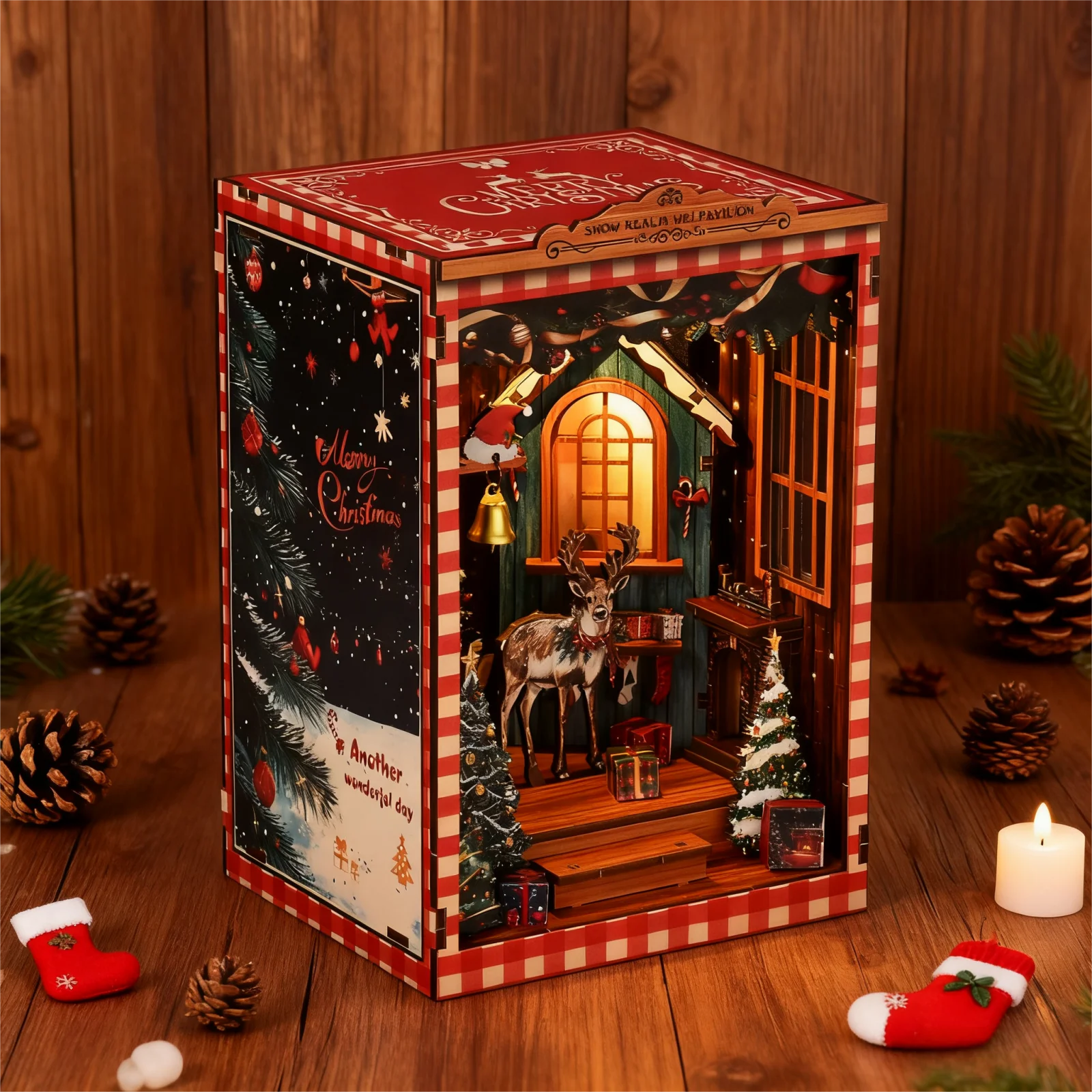 DIY Christmas Book Nook Kit 3D Wooden Dollhouse Xmas Village Miniature Model Creative Craft Festival Gift for Adults
DIY Christmas Book Nook Kit 3D Wooden Dollhouse Xmas Village Miniature Model Creative Craft Festival Gift for Adults