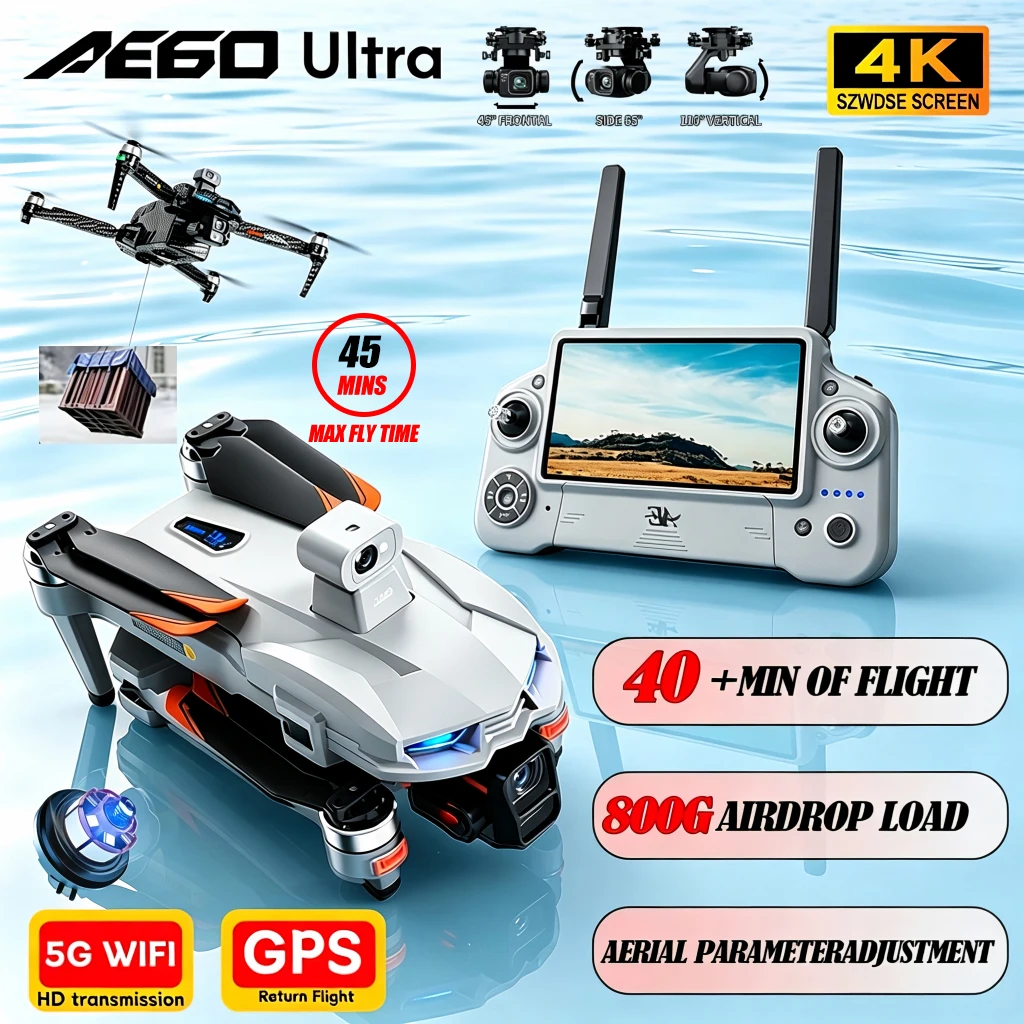 New AE60 Drone 8K Professional HD Camera GPS Brushless 3-Axis Gimbal Obstacle Avoidance Large Screen 5G FPV Drones RC Quadcopter
New AE60 Drone 8K Professional HD Camera GPS Brushless 3-Axis Gimbal Obstacle Avoidance Large Screen 5G FPV Drones RC Quadcopter