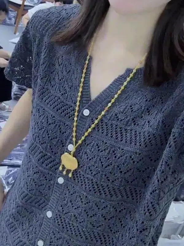 Slim Fit Short Sleeve Knitwear Loose Fashionable Summer Women's Style Hollow out Cardigan Top Breathable Soft Fabric
Slim Fit Short Sleeve Knitwear Loose Fashionable Summer Women's Style Hollow out Cardigan Top Breathable Soft Fabric