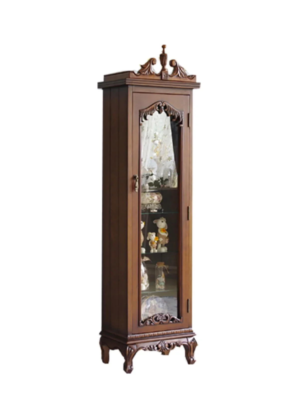 American solid wood small wine cabinet, retro glass decoration for living room, home use
American solid wood small wine cabinet, retro glass decoration for living room, home use