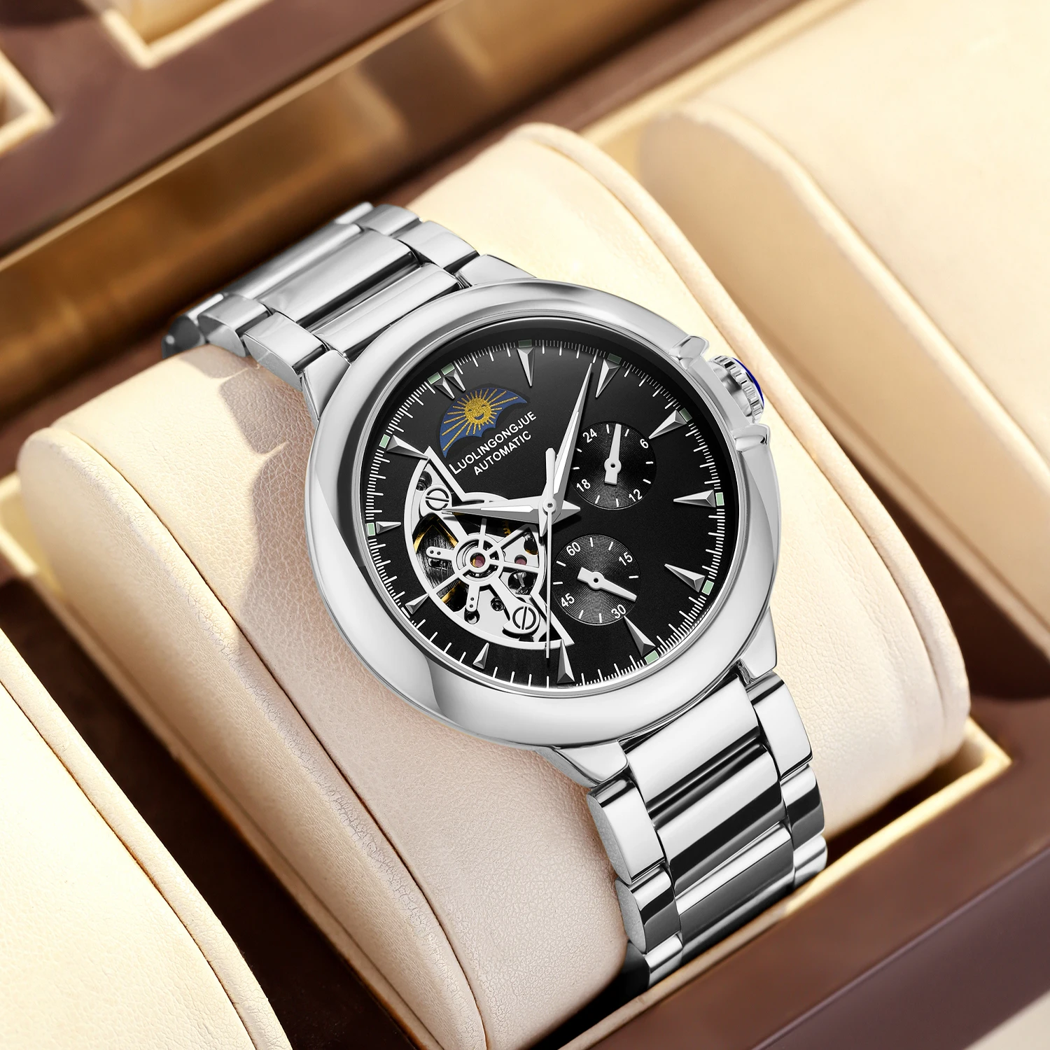 Men's Luxury Mechanical Watch, Double-Sided Hollow Design, Half-Moon Dial, Vintage Style, Business Casual Wear, Perfect Gift
Men's Luxury Mechanical Watch, Double-Sided Hollow Design, Half-Moon Dial, Vintage Style, Business Casual Wear, Perfect Gift