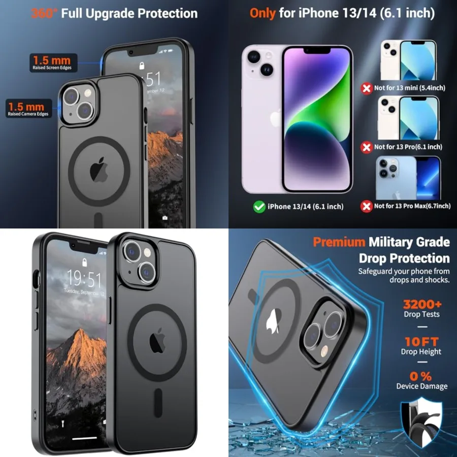 Magnetic for iPhone 14 Case iPhone 13 Case Compatible with MagSafe (Military Grade Drop Protection) Translucent Matte Shockproo
Magnetic for iPhone 14 Case iPhone 13 Case Compatible with MagSafe (Military Grade Drop Protection) Translucent Matte Shockproo