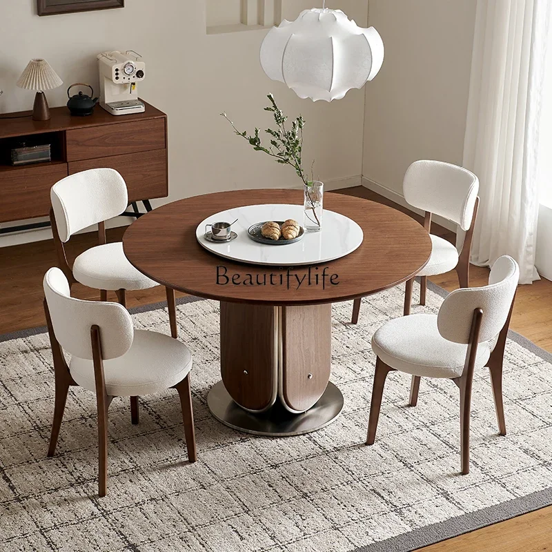 yj32 Medieval style round dining table household small apartment with turntable walnut
yj32 Medieval style round dining table household small apartment with turntable walnut