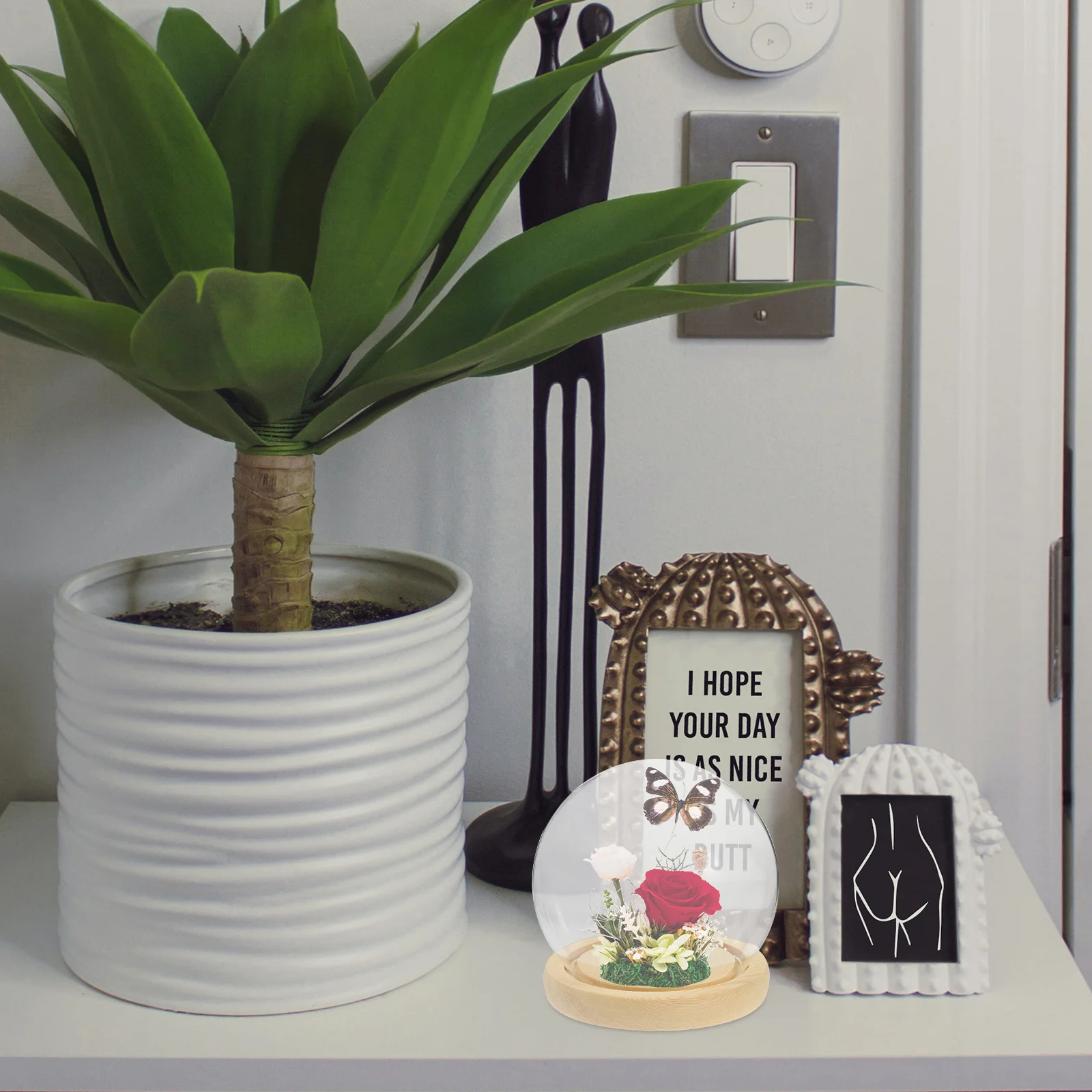 Preserved Flower Glass Dome Transparent Glass Display Dome Base Creative Landscape Decoration for Home Office Desk
Preserved Flower Glass Dome Transparent Glass Display Dome Base Creative Landscape Decoration for Home Office Desk