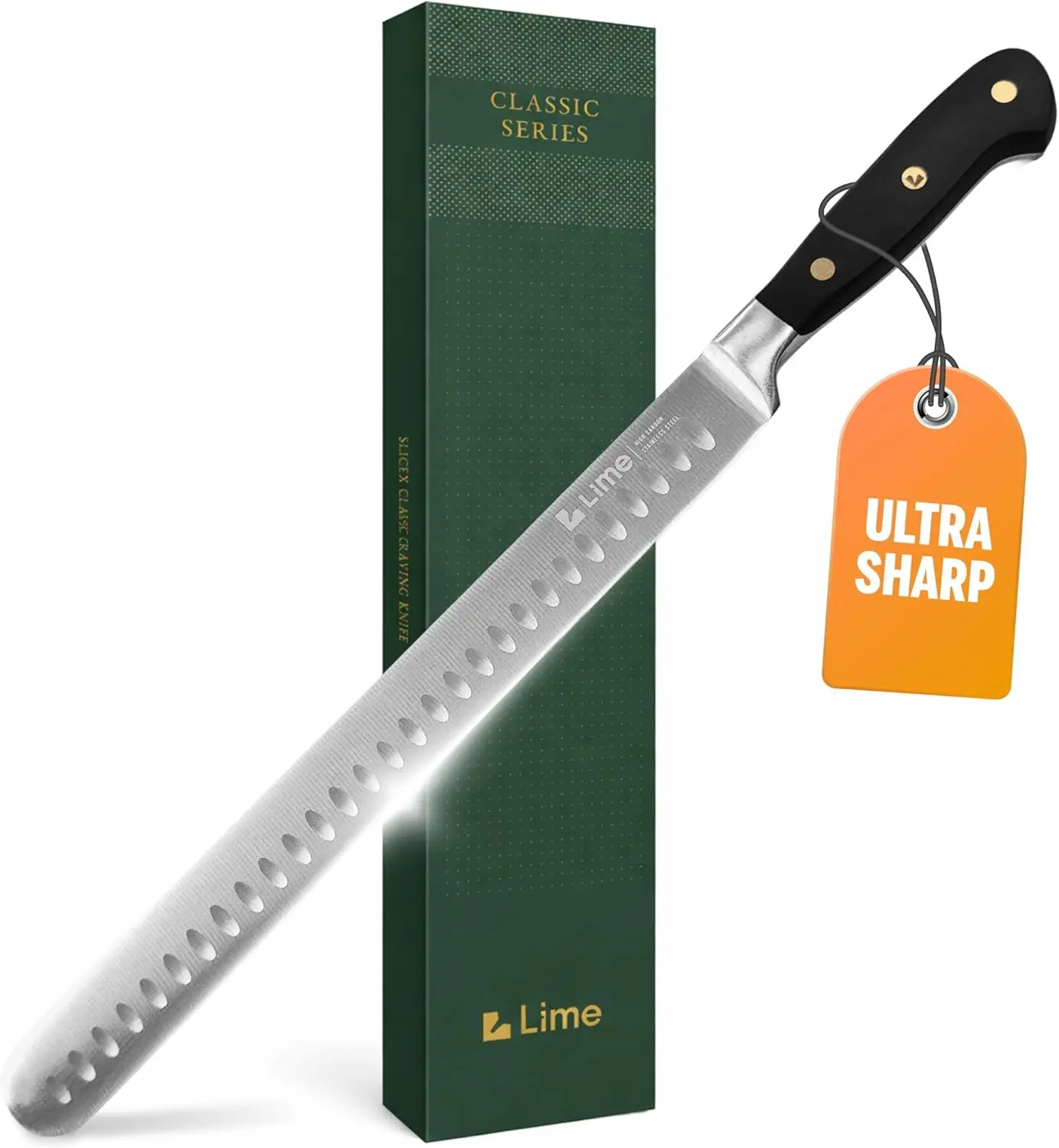 12" Brisket Slicing Knife – Razor Sharp German Steel, Full Tang, Ergonomic Handle for BBQ
12" Brisket Slicing Knife – Razor Sharp German Steel, Full Tang, Ergonomic Handle for BBQ
