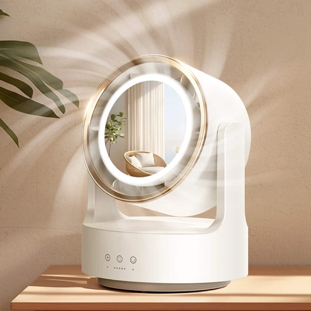 Desktop With a mirror circulate Fan Charging USB Live Streaming Lighting Fan With Shaking Head, Dormitory Fan, Home Desktop Fan
Desktop With a mirror circulate Fan Charging USB Live Streaming Lighting Fan With Shaking Head, Dormitory Fan, Home Desktop Fan