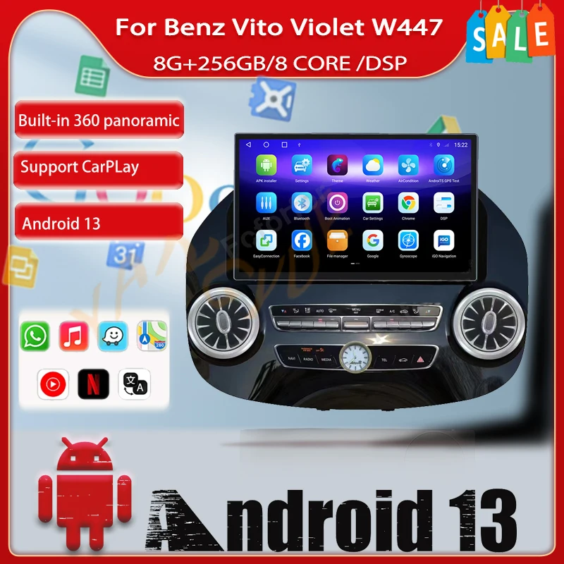 13.3" Car Multimedia Player QLED Screen Carplay Android 13 GPS 4G WiFi Car Radio For Mercedes Benz Vito Violet W447 2015-2020
13.3" Car Multimedia Player QLED Screen Carplay Android 13 GPS 4G WiFi Car Radio For Mercedes Benz Vito Violet W447 2015-2020