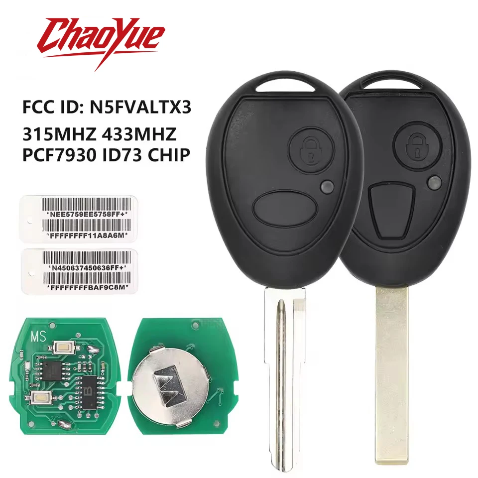 ChaoYue 2 Button Smart Remote Car Key For Land Rover Discovery 1999-2004 PCF7931AS Chip 315/433Mhz N5FVALTX3 For Mini For MG7
ChaoYue 2 Button Smart Remote Car Key For Land Rover Discovery 1999-2004 PCF7931AS Chip 315/433Mhz N5FVALTX3 For Mini For MG7