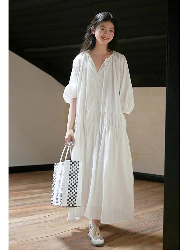 French Heavy - Industry Embroidery White Moonlight Beach Dress - Round Neck Tie - on Womens Dresses in Liquidation
French Heavy - Industry Embroidery White Moonlight Beach Dress - Round Neck Tie - on Womens Dresses in Liquidation